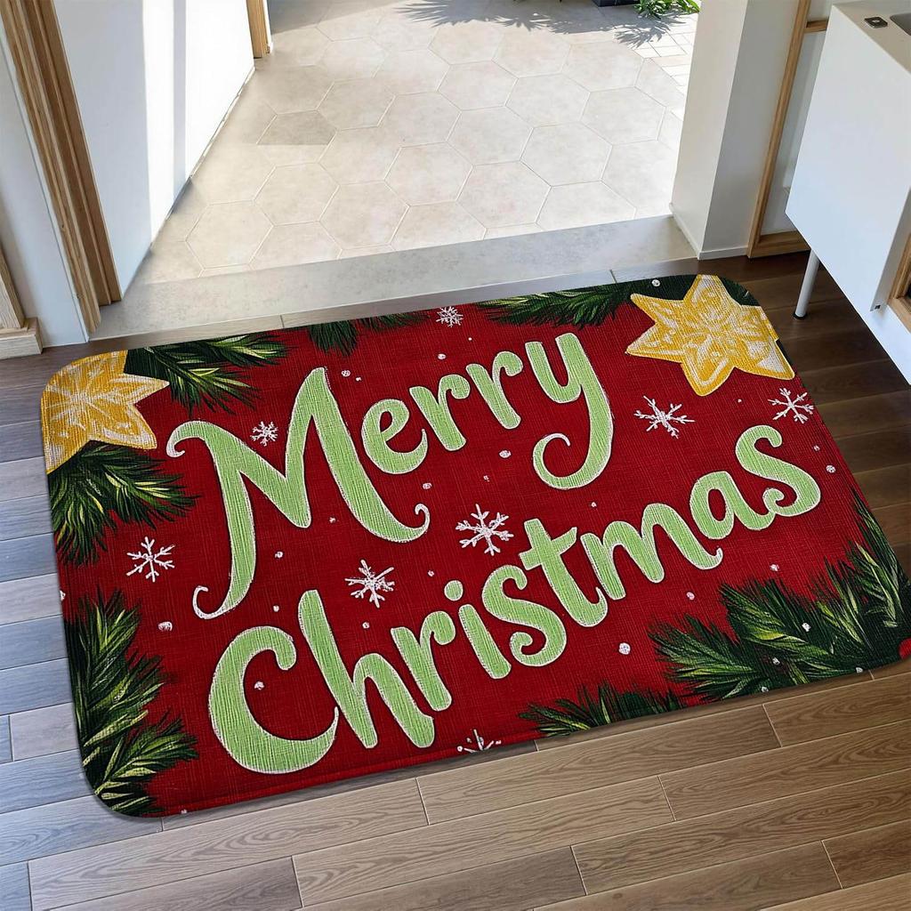 Christmas Tree Printed Floor Mat Anti Slip Mat for Entry Washbasin Small Carpet Absorbent Foot Mat Door Mat Soft and Comfortable