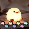 Cute Duck Cartoon Animals Silicone Lamp LED Night Light  for Children Kid Touch Sensor Timing USB Rechargeable for Birthday Gift