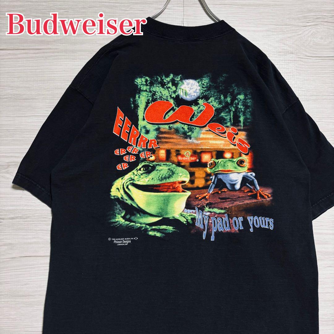 

[USED] Hard-to-find Budweiser T-shirt, XL, Frog design, overseas