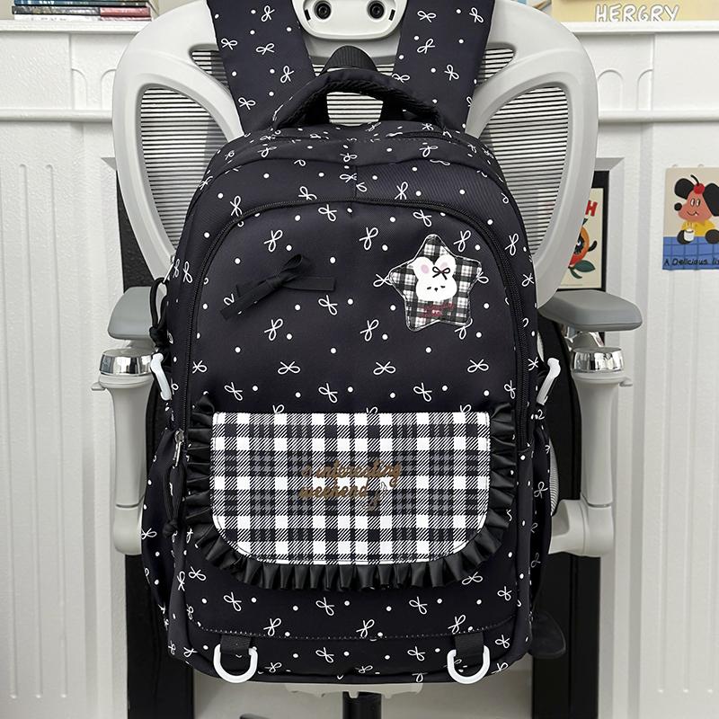 Junior School Schoolbag Women's Check Large Capacity Backpack
