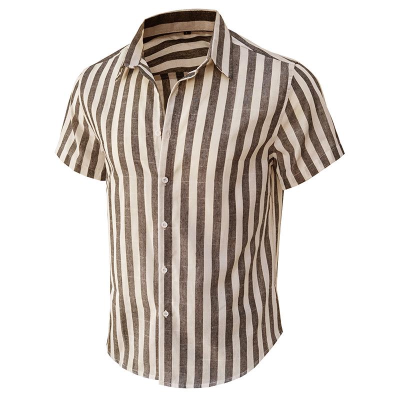 Men's Casual Striped Hawaiian Shirt - Short-Sleeved Summer Fashion