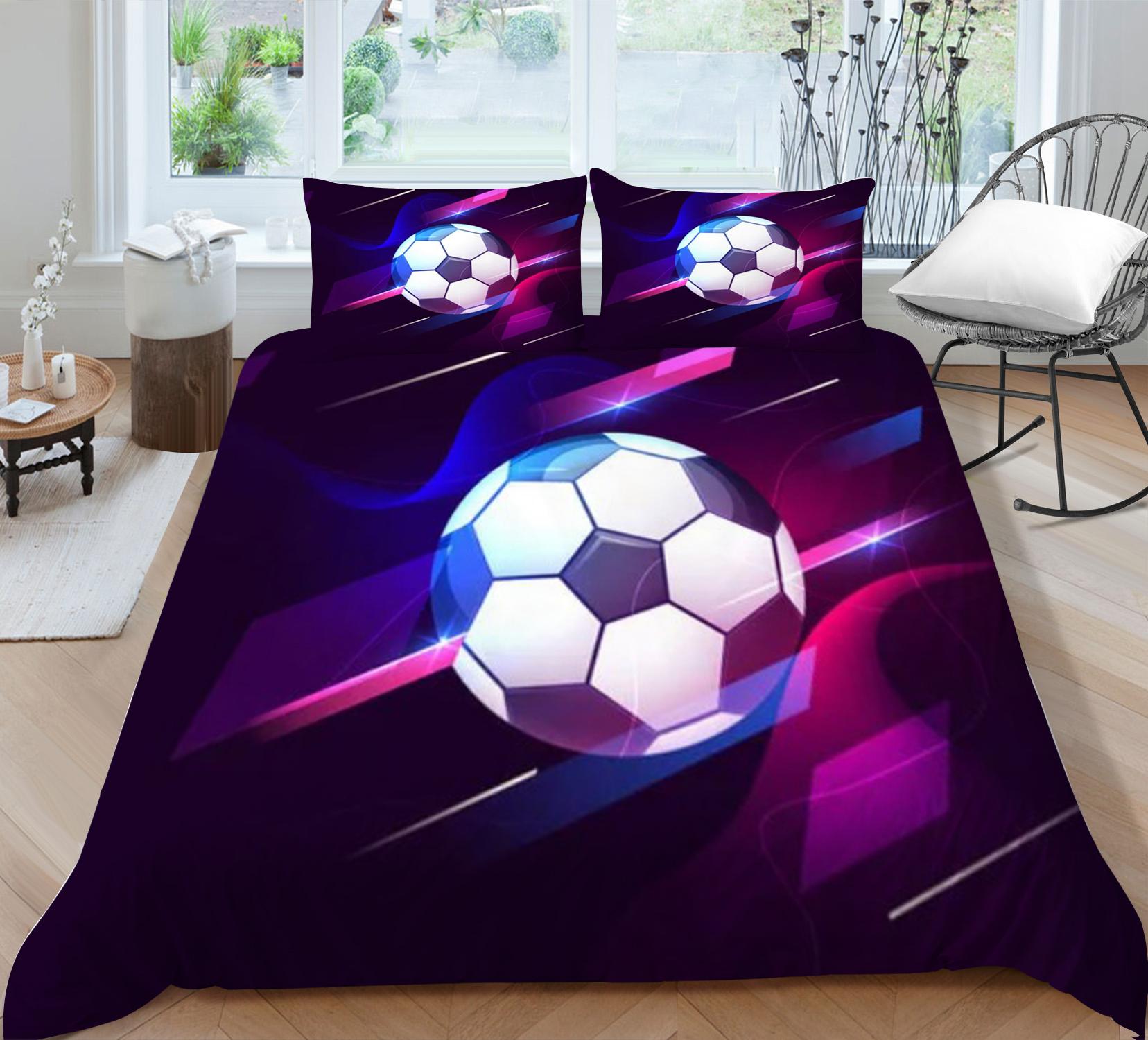 

3D Футбол Печать Постельное белье Костюм Одеяло Пододеяльник Наволочка Моющиеся Дышащие стеганые покрывала Покрывало Постельное белье Набор микрофибры Single 135x200cm