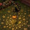 Dekorative Herbstblumenbeetleuchten Halloween Solar-Gartensteckerleuchte, Metall Schwarzkatze & Kürbis Mond Wasserdicht Strombetrieben Dekorationen für Rasen