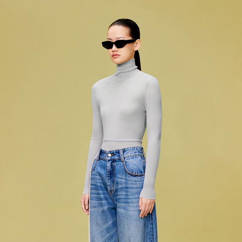 

Women s 2024 Spring Semi-High Neck Knit Sweater L