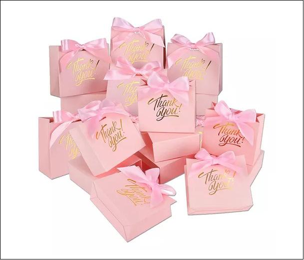 15pcs Small Luxury Golden Mini Gift Bags Paper Treat Boxes with Golden Bow Ribbon Bags for Wedding Favors Birthday Decorations Packaging