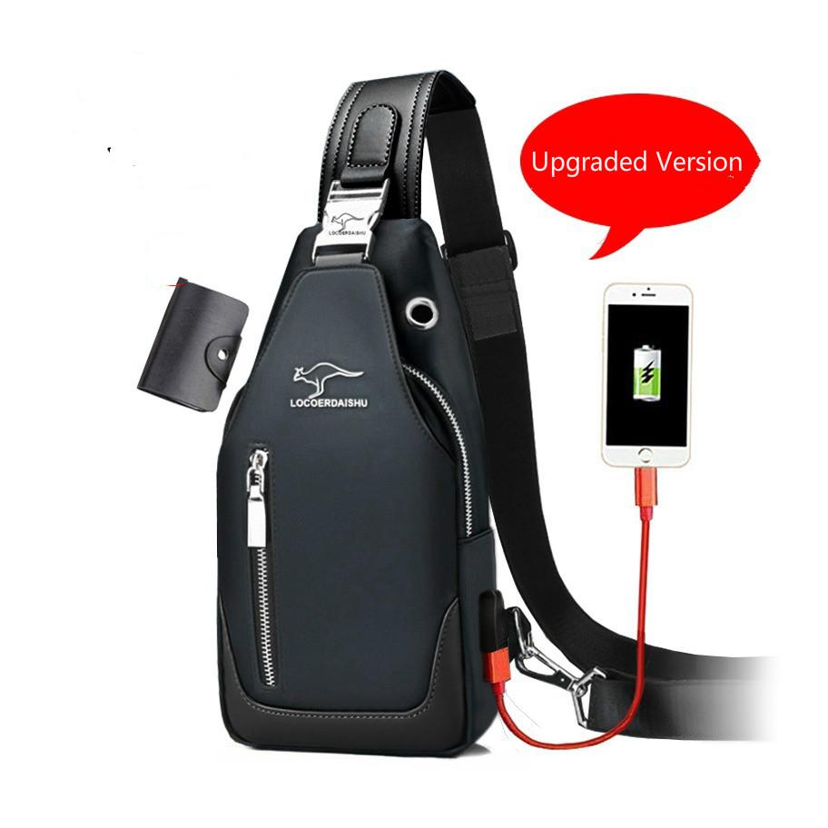 Men's Messenger Bag Shoulder Oxford Cloth Chest Bags Crossbody Casual Messenger Bags Man USB Charging Multifuncti Handbag