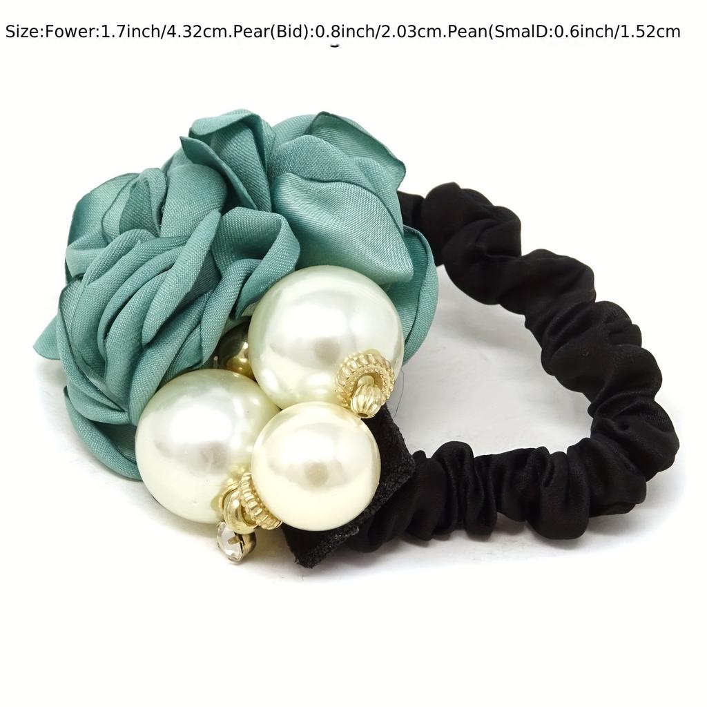 Korean Style Fashion Large Pearl Rose Flower Hair Ring Handmade Camellia Hair Tie Headband Hair Ornament