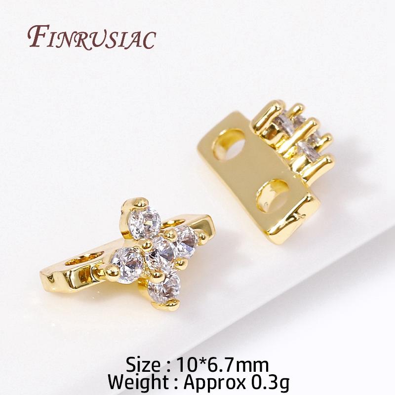 18K Gold Plated 2/3 Hole Separators For Beads,Inlaid Zircon Beads Separators,Handmade Decorative DIY Beading Jewelry Materials
