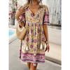 Women's Summer Vacation Printed Short-sleeved Dress