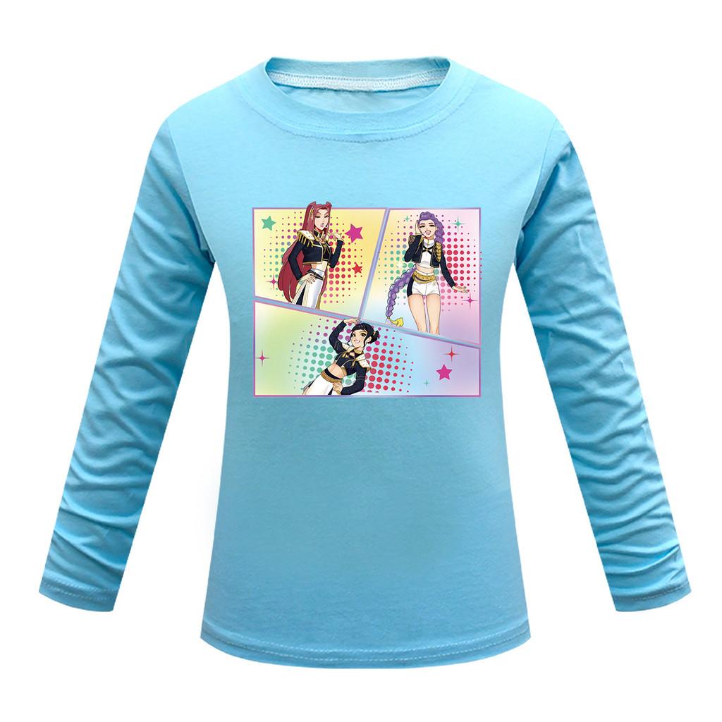 Dětské Dívčí Anime Kreslené K-POP Tištěné Ležérní Tričko s Dlouhým Rukávem Top