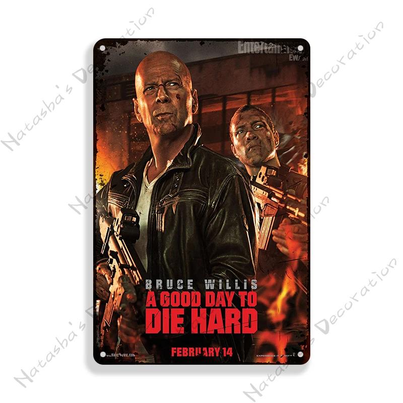 American Movie Die Hard Metal Signs Retro Metal Tin Sign Garage Man Cave Wall Decor Retro Metal Signs Vintage Industrial Decor