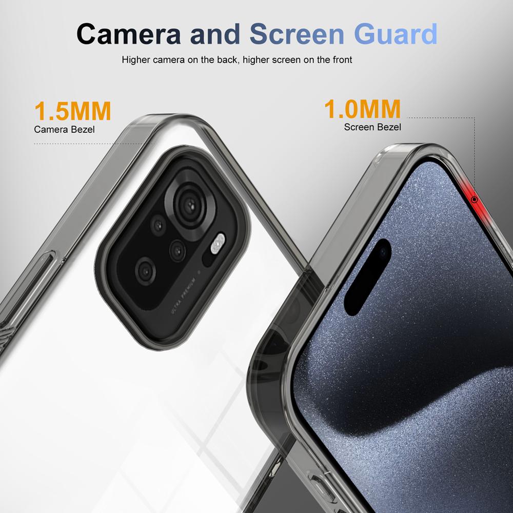 KEYSION Transparent Case for Redmi Note 10 10S 10 Pro 4G Soft TPU+PC Anti-slip HD Clear Shockproof Phone Back Cover for POCO M5S