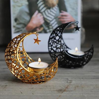 Nou 1 buc. Candelabru Metalic Vintage Nou Ramadan Kareem Decorațiune Eid Mubarak Luxos Nuntă Petrecere Musulmană Eid Al Adha Cadou