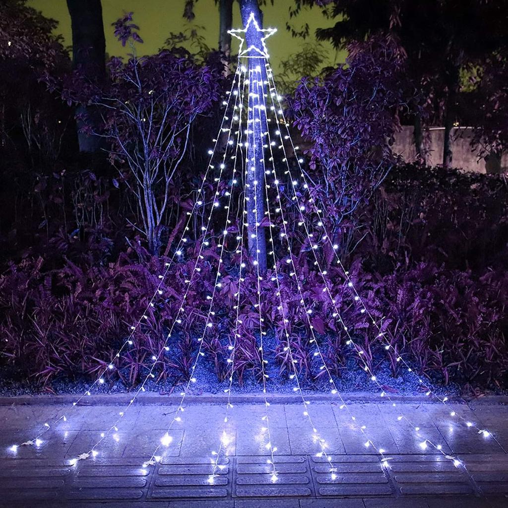 New Year Spring Festival Lights LED Christmas Tree Star Waterfall String Lights Pentagram Garden Decoration