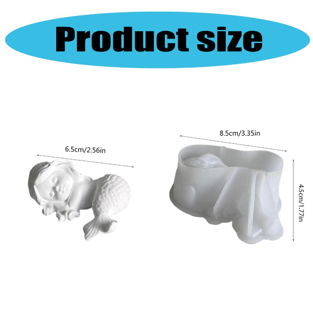 Multipurpose Adorable 3D Mermaids Sturdy Silicone Mold Portable for Resin Craft and Gypsum Figurines Home Decoration