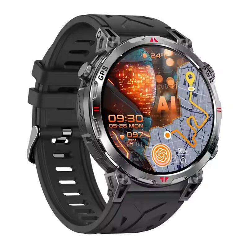 KC93 Men Smart Watch 1.56inch AMOLED GPS Positioning Outdoors Sports Fitness Tracker Bluetooth Calling Large Battery Smartwatch