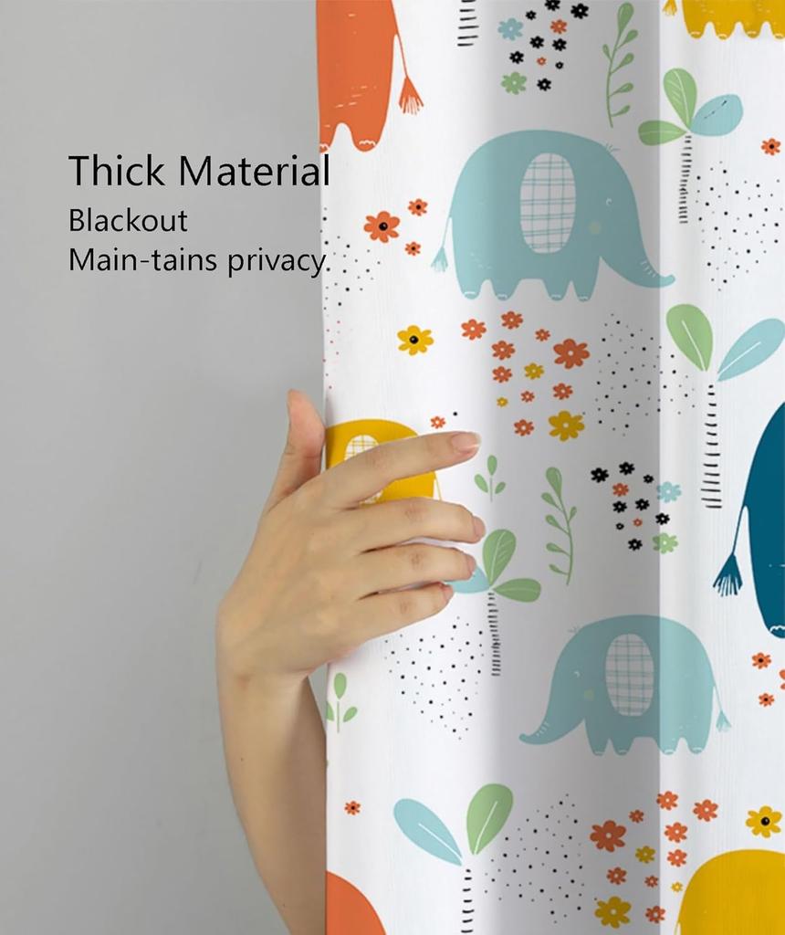 Blackout Shower Curtain with Hooks, Minimalist Cartoon Pattern Shower Curtain Set, Modern Colorful Polyester Fabric Bath Curtain