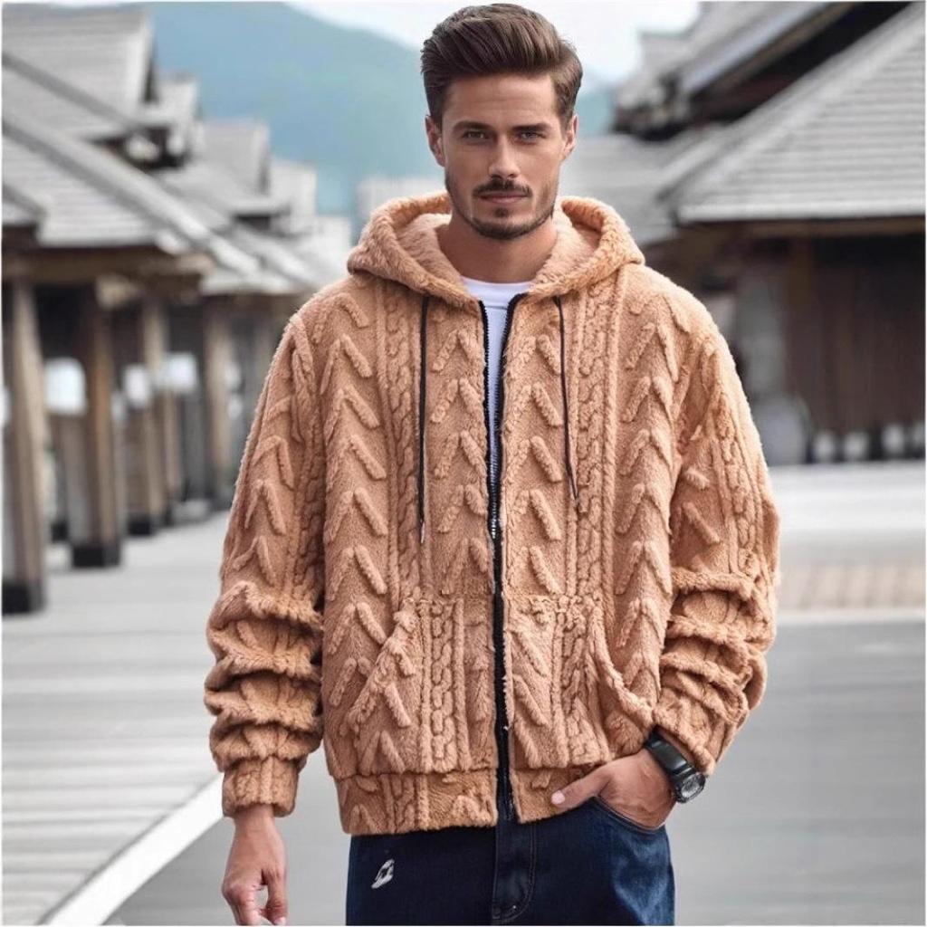 2024 Winter Double-sided Fleece Youth Hooded Sweatshirt - Men's Lambswool Pullover Jacket (Thickened)