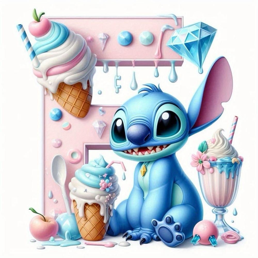 Disney Bordado de Diamantes Punto Mosaico de Dibujos Animados Novedad 26 Letras Pintura Imagen de Pedrería Helado Decoración Habitación Infantil