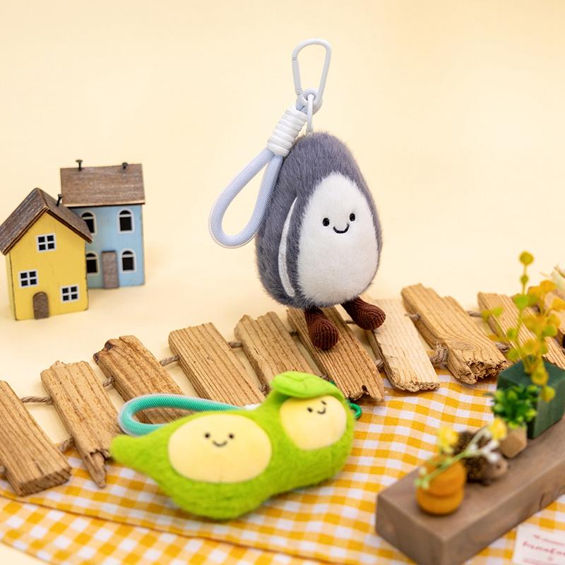 Cute Nut Plush Toy Keychain Assorted Styles Including Pistachio,Sunflower Seeds & Peanut,Soft Stuffed Plush Keyring Bags Gift
