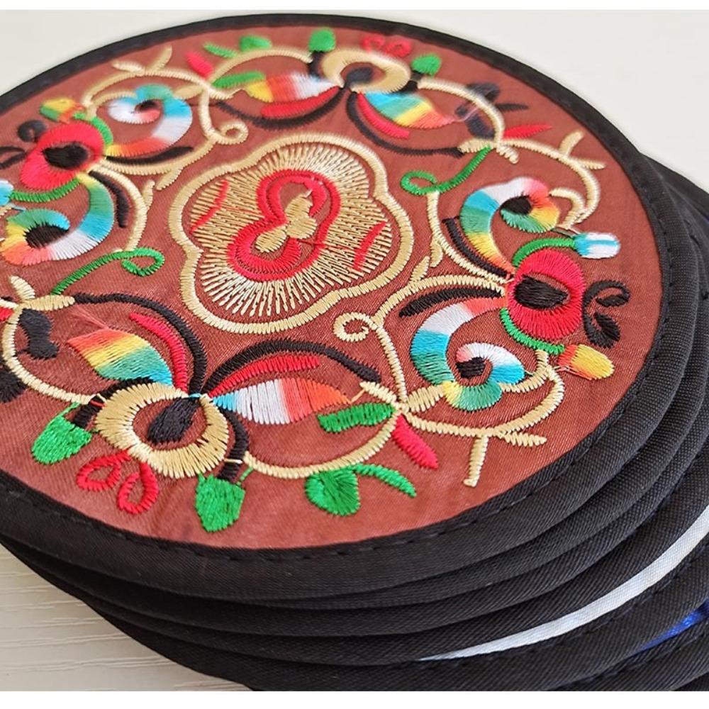 Cloth Chinese Embroidery Insulation Pad Round Teacup Placemats Fabric Coaster  Dishes