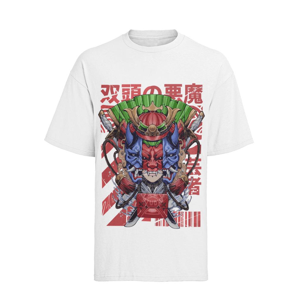 Samurai Mask Double Demon Anime T-Shirt Mens Womens Tees Top Mens S-XXXL