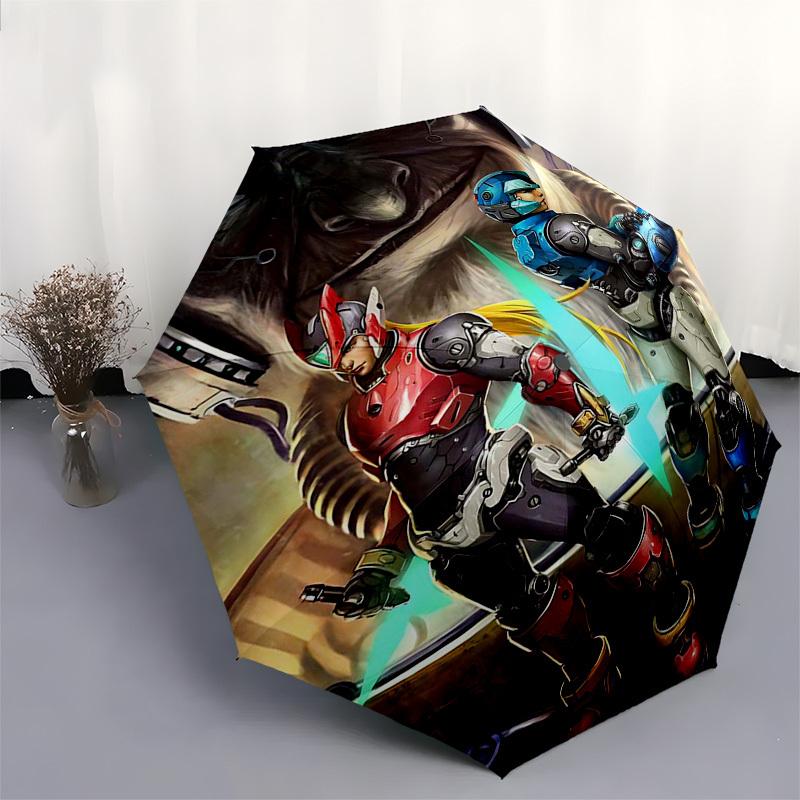 1pc Auto-Open Close Outdoor Umbrella with 3-Fold Design, Featuring Mega Man X & Zero, Perfect for Outdoor Use, Travel, Daily Life, and Gifts!L033
