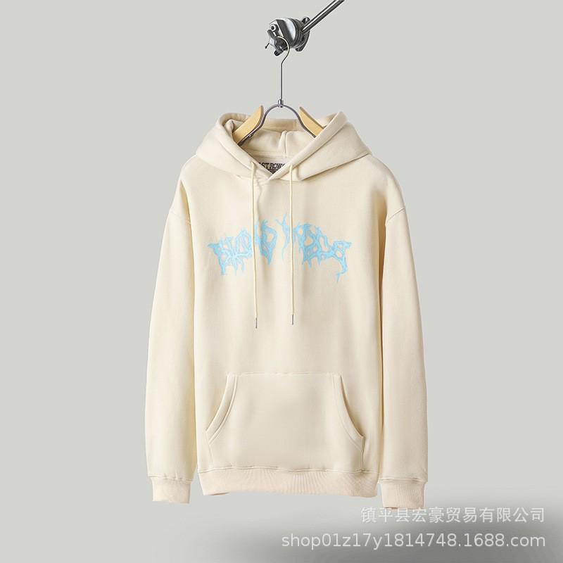 Unisex Oversized Hooded Sweatshirt With Foil Print Streetwear Cotton Pullover Fall