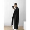 Women's Mid-Length Black Wool Coat - 2023 Autumn/Winter Thickened Slimming Versatile Korean Style Overcoat
