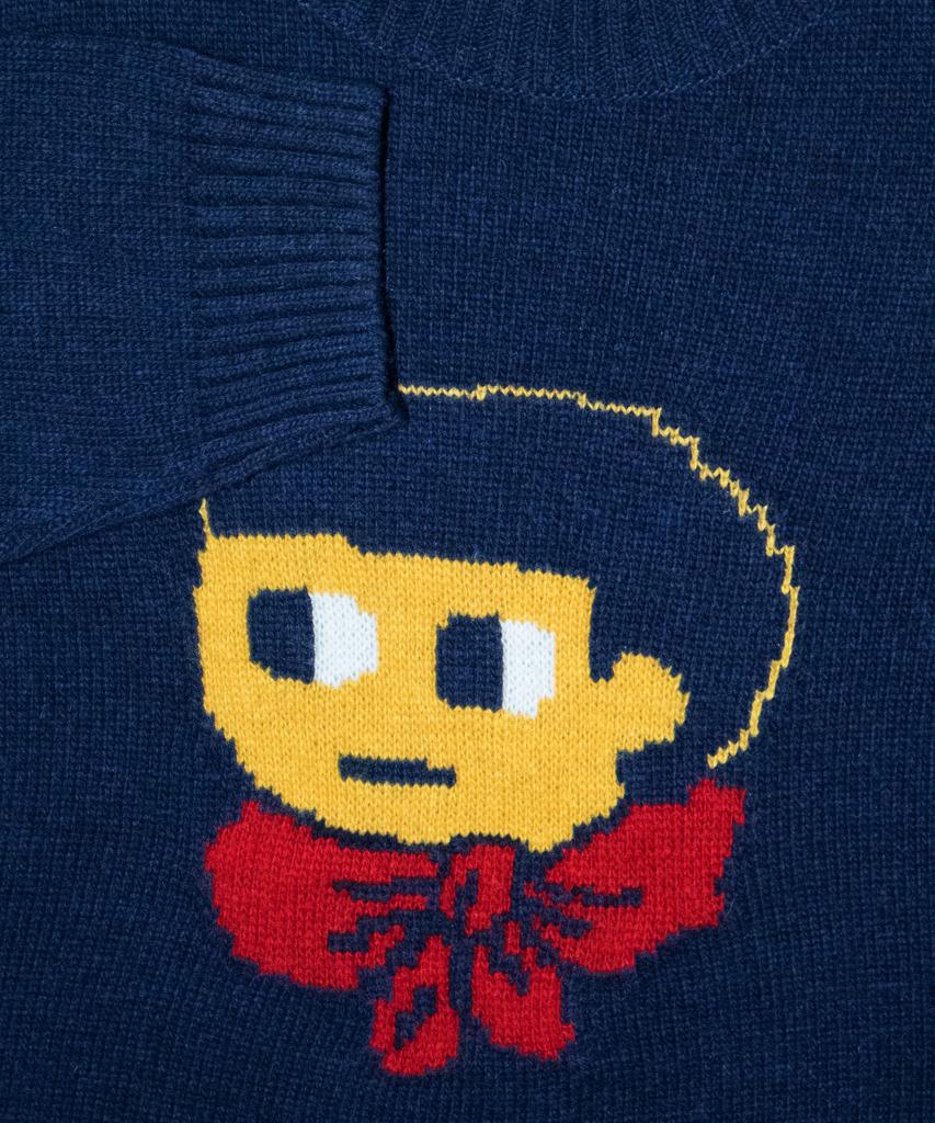 GROUNDWORK Baggage Man Face Knit Sweater / Navy