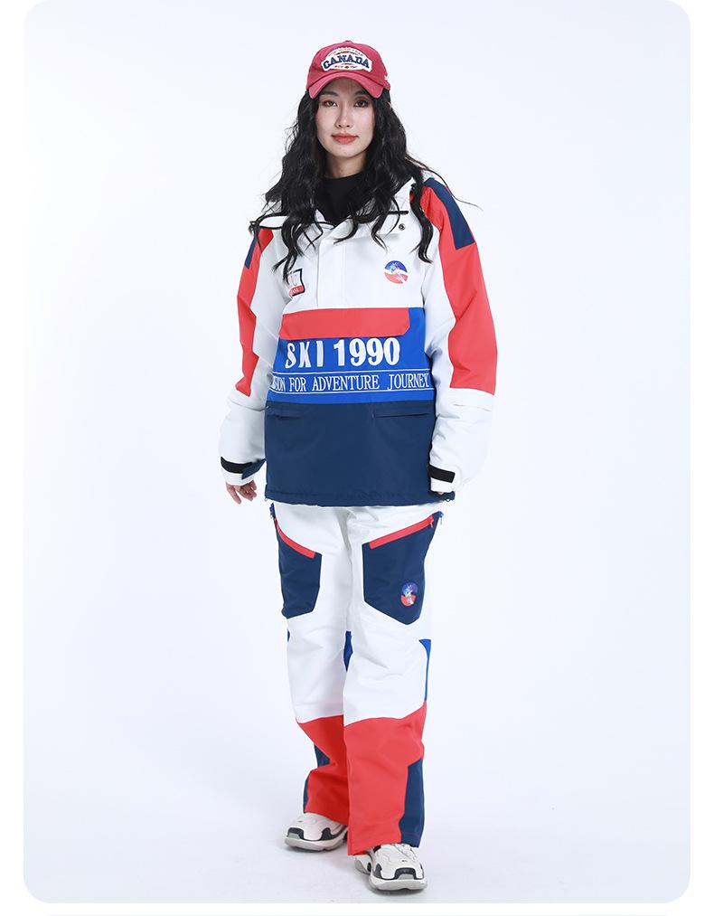 Unisex Two-Piece Ski Suit: Windproof, Waterproof, and Warm with Thickened Top and Ski Pants
