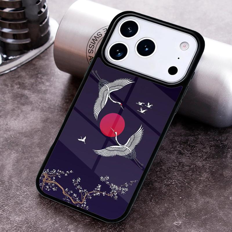 Art Crane Waves Phone Case For iPhone 17 16 15 14 13 12 11 Pro Max Plus 17Air Soft Silicone Cover