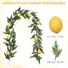 Artificial Cedar Lemon Garland 5.74Ft 175cm Realistic PVC Fabric Green Foliage with Yellow Lemons Indoor Decor
