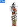 Creative Mascot Wrapped Natural Stone Cylindrical Pendant And Pink Crystal Necklace