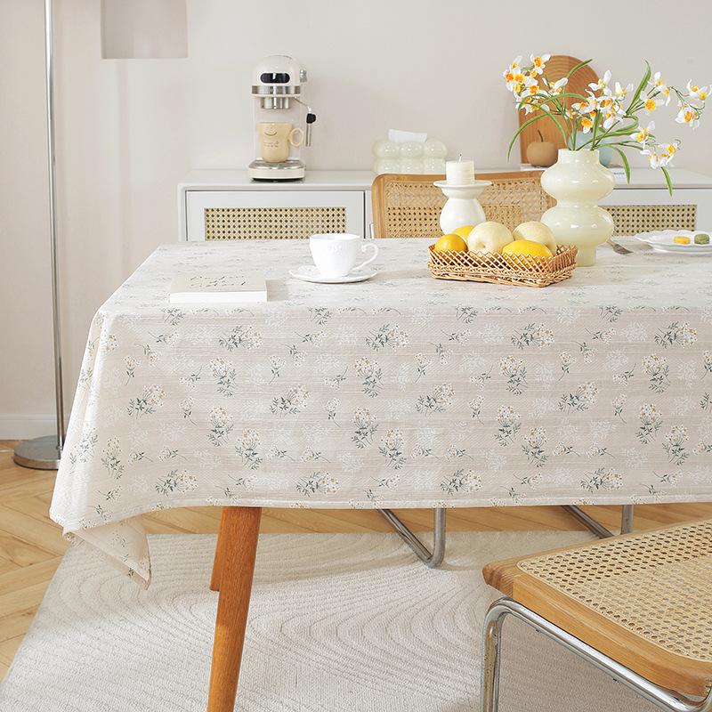 Pastoral Small Fresh Lilac Embroidered Tablecloth Geometric Rectangular Cover Towel Coffee Table Table Cloth Cover Cloth