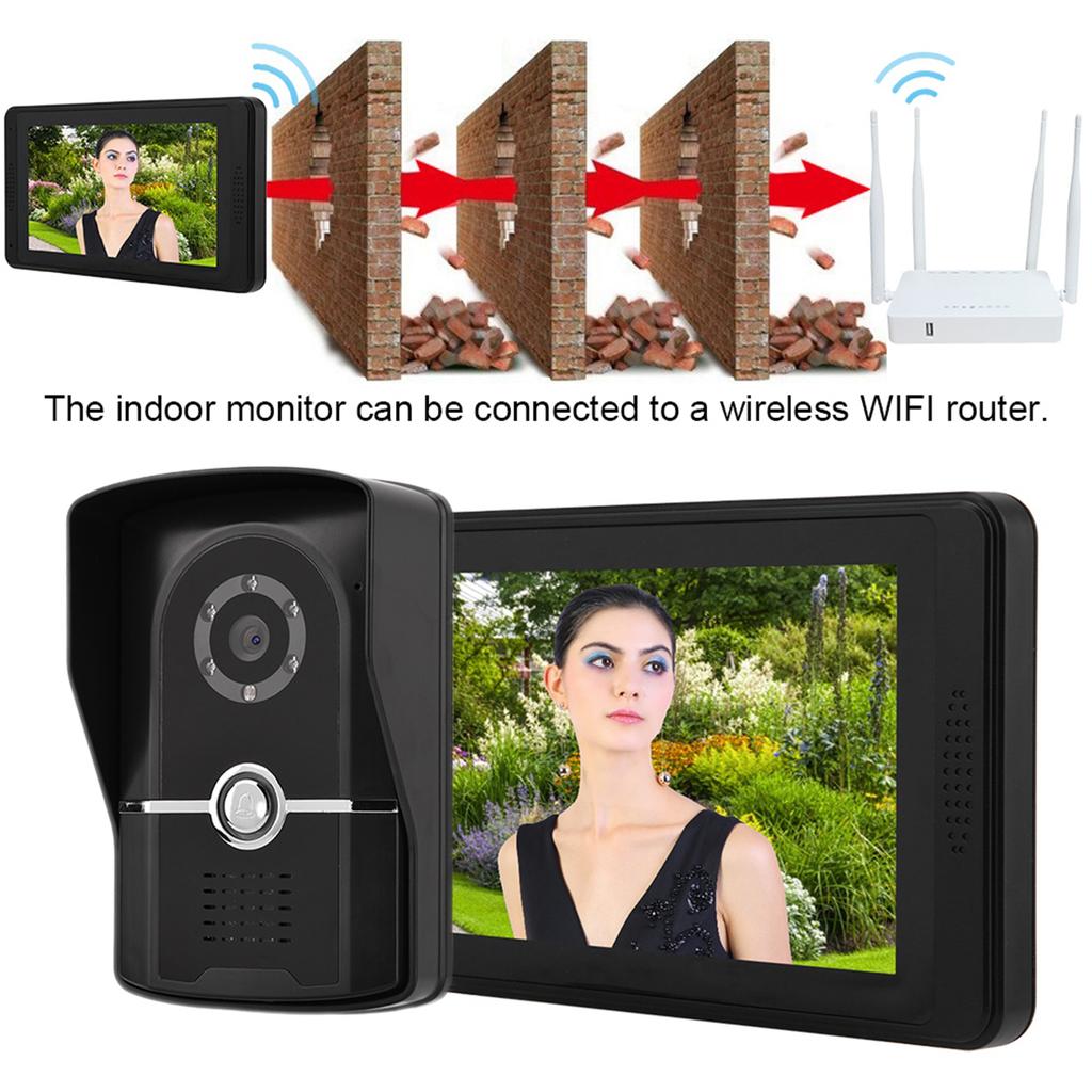 7 Inch LCD Wired Video Door Phone Intercom Doorbell App Remote Unlock Entry System