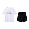 Versatile Loose Fit Round Neck Fashion Logo T-Shirt Quick Dry Shorts Casual Sports Suit Unisex Suit White Black W843-2+W515-1