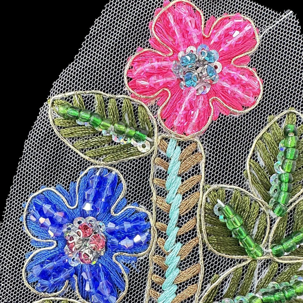 Handmade Crystal Bead Diamond Pair Flower Color Cloth Sticker Decorative Clothing Diy Accessories