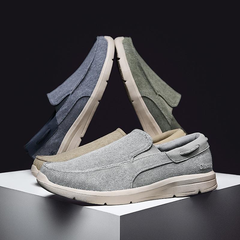 New Summer Breathable Canvas Shoes Men Loafers Slip On Sneakers Fashion Casual Men Shoes Lightweight Flats Men Driving Zapato