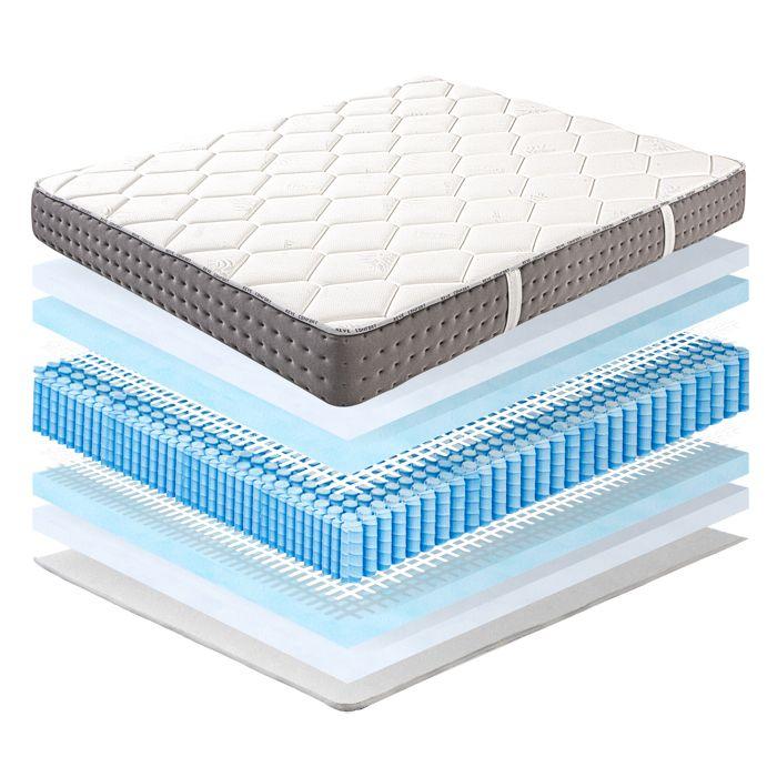 Matelas 90x190 cm,Sakina,24cm,Ressorts Ensachés,Mousse Haute Densité,Indépendance de Couchage,Soutien ferme,face été/hiver