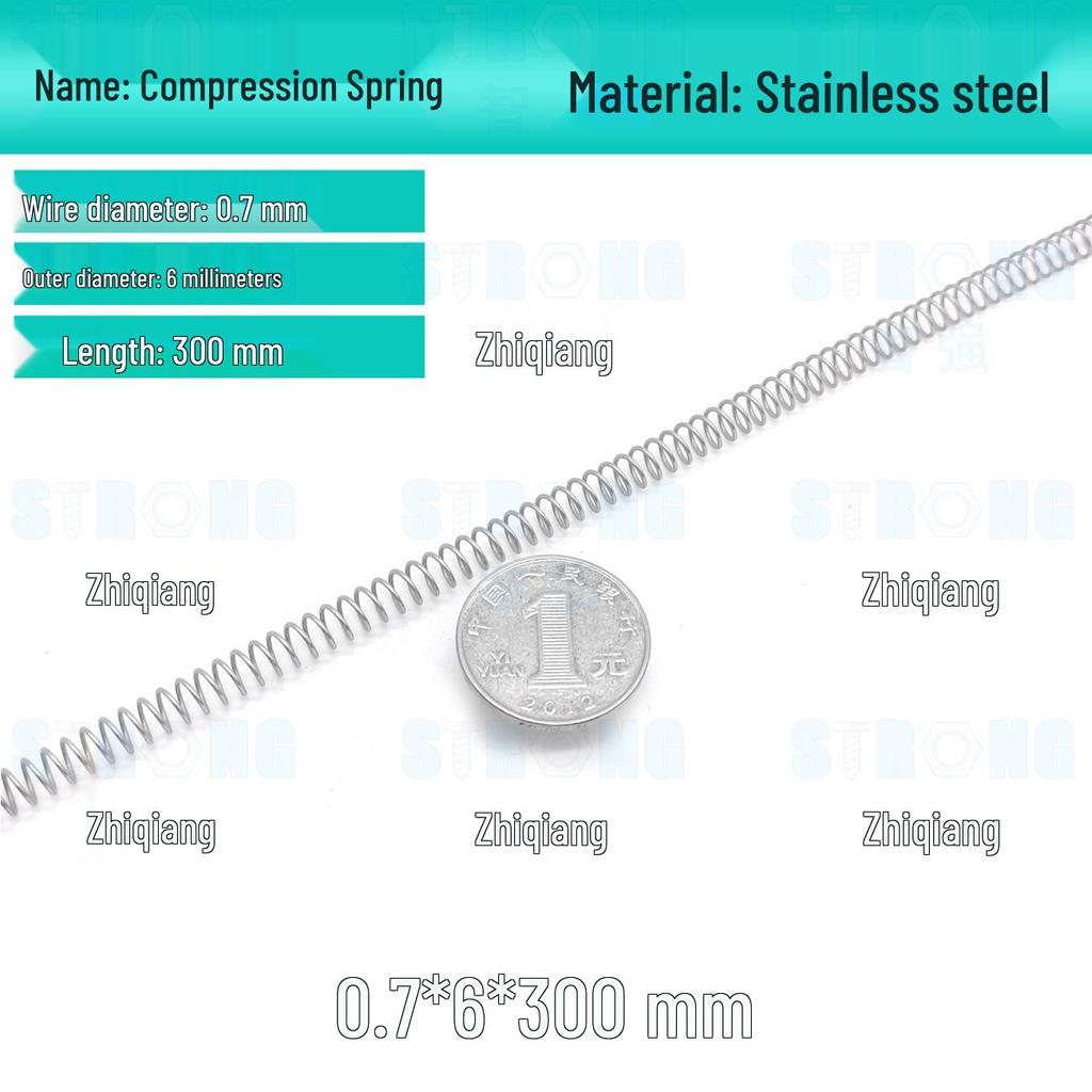 304 Stainless Steel Compression Spring – 300mm Long, High Elasticity, Shock Absorption, Customizable