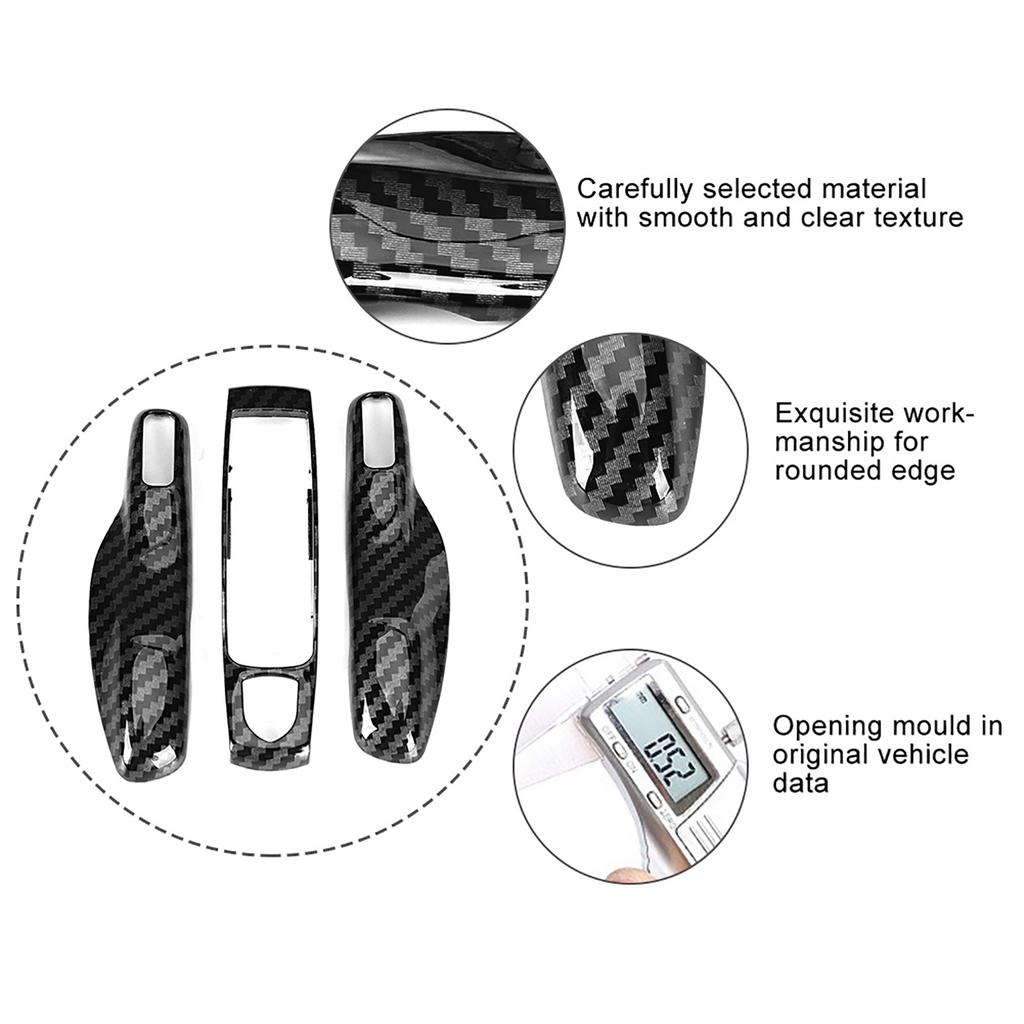 3pcs/set Carbon Fiber Style Car Key Trim Cover Fit for Porsche Cayman/Macan/Boxster