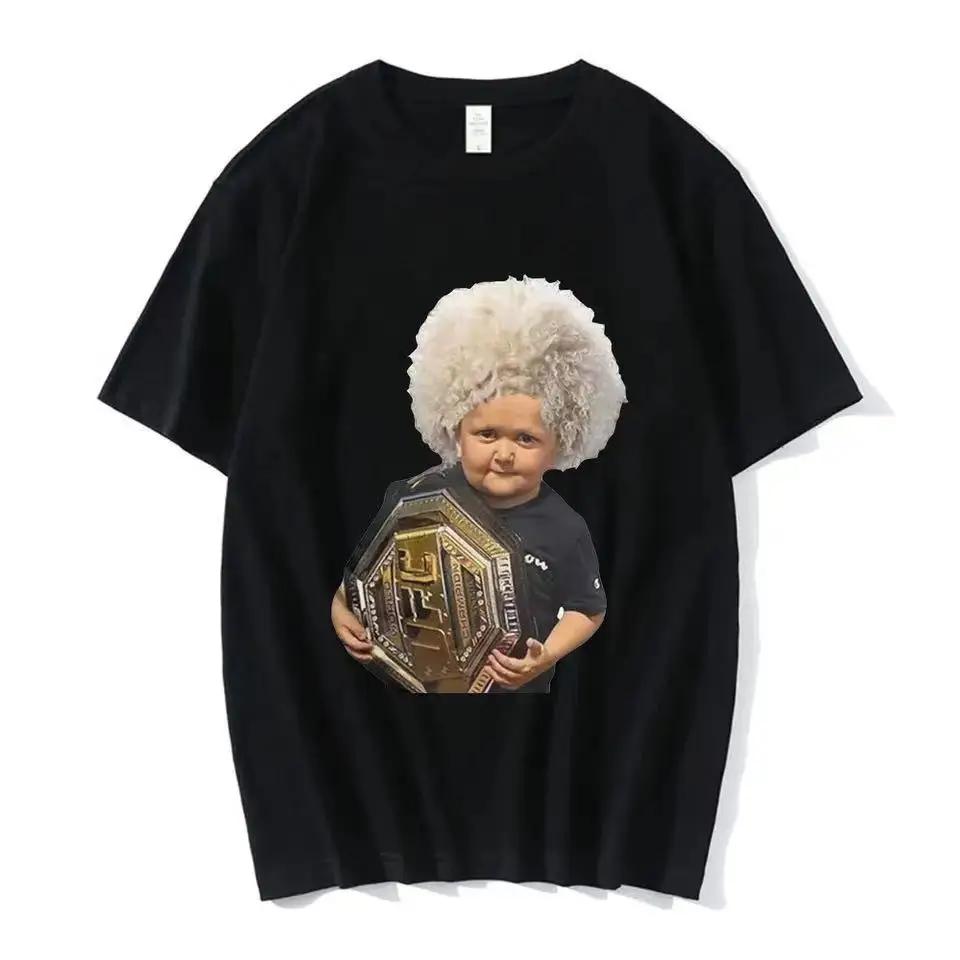 Funny Men T-shirt Russia Hasbulla Magomedov Hasbula Burgir Graphic Printed Tshirt Unisex Mini Khabib Meme T Shirt Women Cloth... S разноцветный