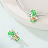 925 Silver Green St Patricks Clover Pendant DIY Charm Beads for Original Bangle Charms Bracelet Women Jewelry