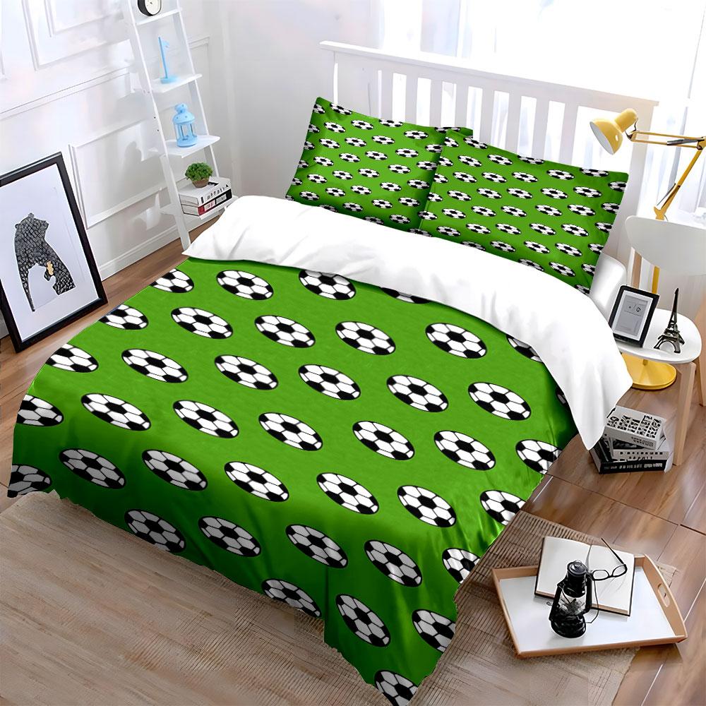 Soccer balls on green. Bedding sets Duvet cover sets Duvet covers Pillowcases(1 * Duvet Cover 2 * Pillowcases without duvet insert)