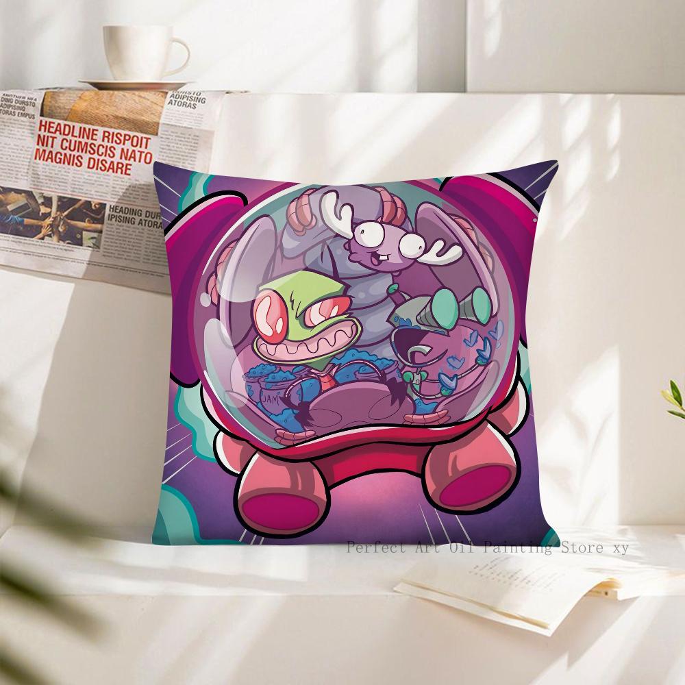Cartoon Pillow Case Fashion Square Pillowcase Bedroom Sofa Room Ins Decoration Leisure Invader Zim Cushion Cover 40x40