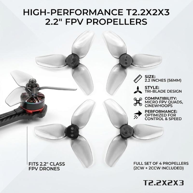 Pack Of 4 2.2Inch 56mm 3 Blade Propellers For Aerial Photography Drones Propeller With High Efficiency Low Noise