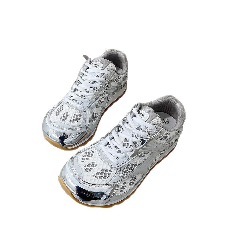 Paris mesh silver dad shoes women 2025 summer new Internet celebrity platform sports casual shoes Wang Yibo same style