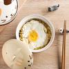 Creative Japanese Ceramic Soup Bowl Cute Cartoon Animals Cat Bowl with Lid Household Instant Noodles Rice Bowls Tableware