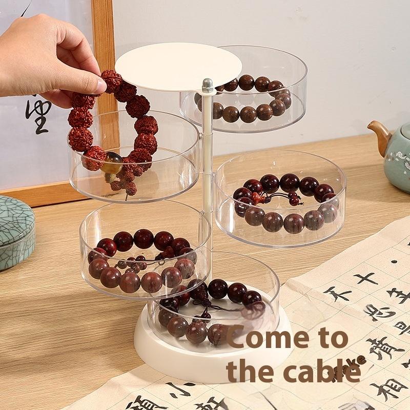 3/4/5-Layer Rotating Jewelry Organizer - Plastic Multi-Tier Storage Box, Transparent Hair Ring Display For Dressing Table